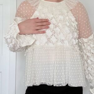 Elliatt Cream Floral Lace Blouse